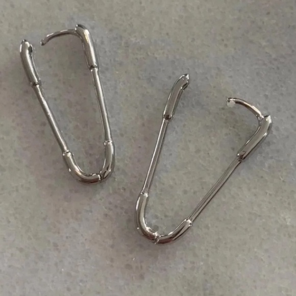 COPY - COPY - Sterling Silver Safety Pin Hoop Earrings New - Picture 3 of 3